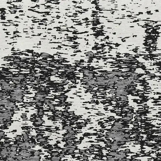 Black And Ivory Abstract Washable Area Rug With UV Protection Photo 2