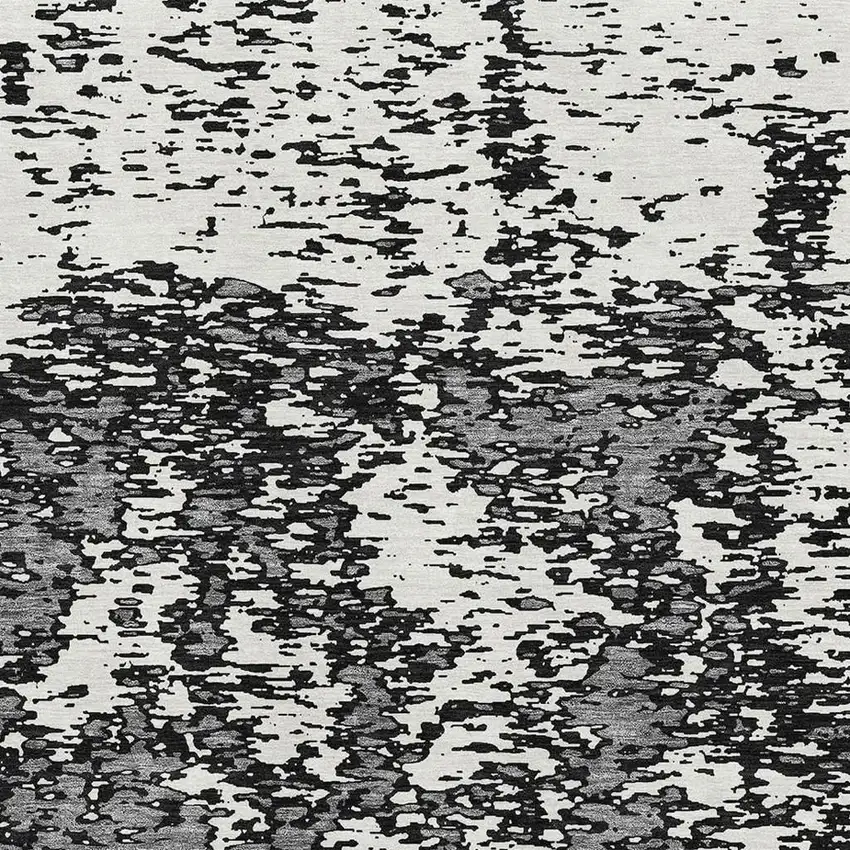 Black And Ivory Abstract Washable Area Rug With UV Protection Photo 2