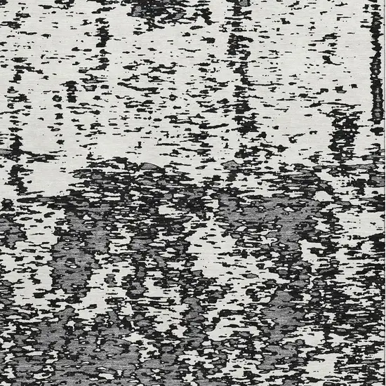 Black And Ivory Abstract Washable Area Rug With UV Protection Photo 3