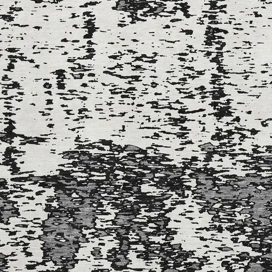 Black And Ivory Abstract Washable Area Rug With UV Protection Photo 2