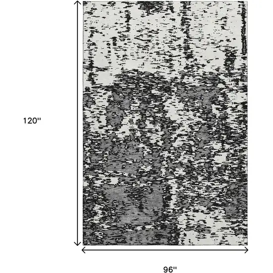 Black And Ivory Abstract Washable Area Rug With UV Protection Photo 9
