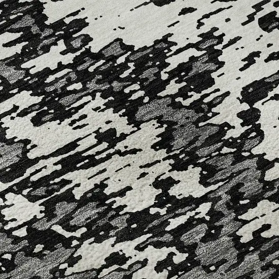 Black And Ivory Abstract Washable Area Rug With UV Protection Photo 9