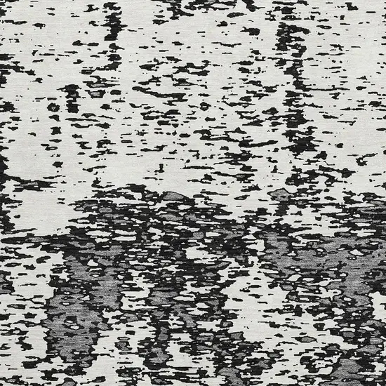 Black And Ivory Abstract Washable Area Rug With UV Protection Photo 2