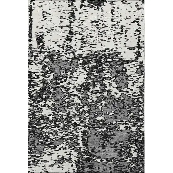 Black And Ivory Abstract Washable Area Rug With UV Protection Photo 3