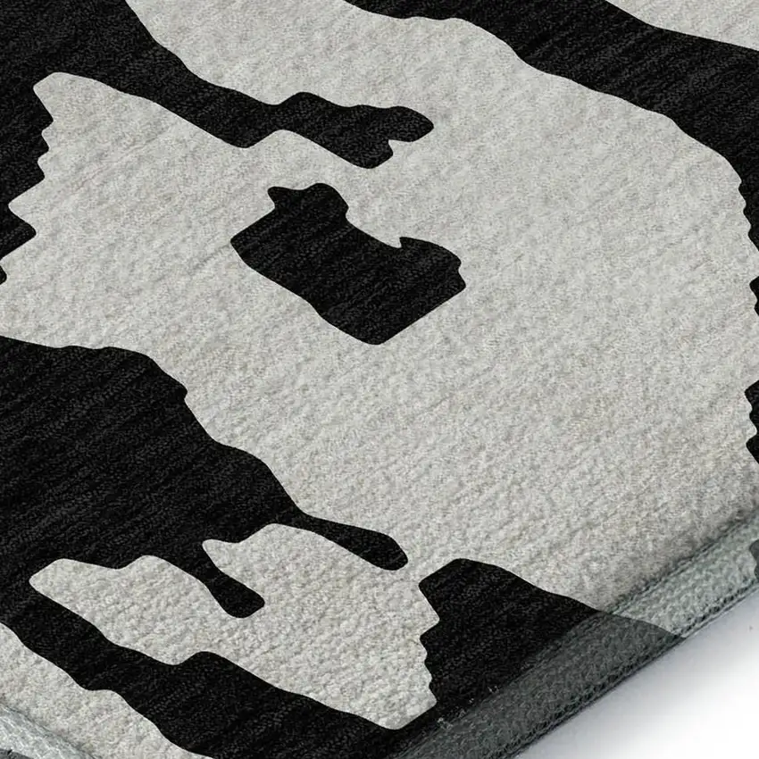 Black And Ivory Abstract Washable Area Rug With UV Protection Photo 6