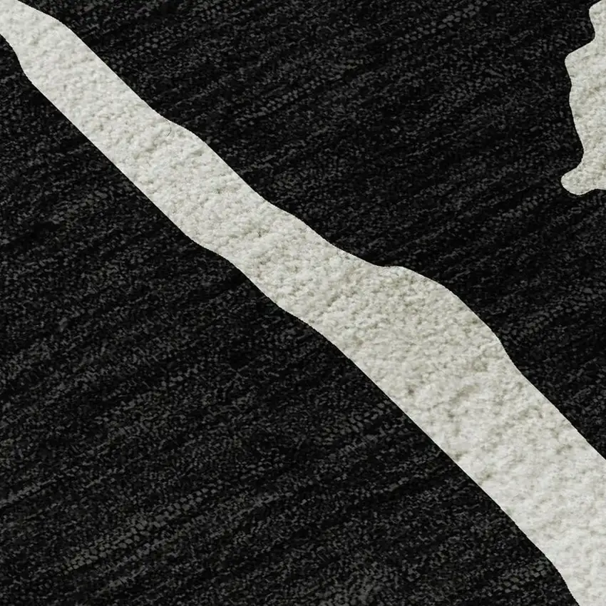 Black And Ivory Abstract Washable Area Rug With UV Protection Photo 2