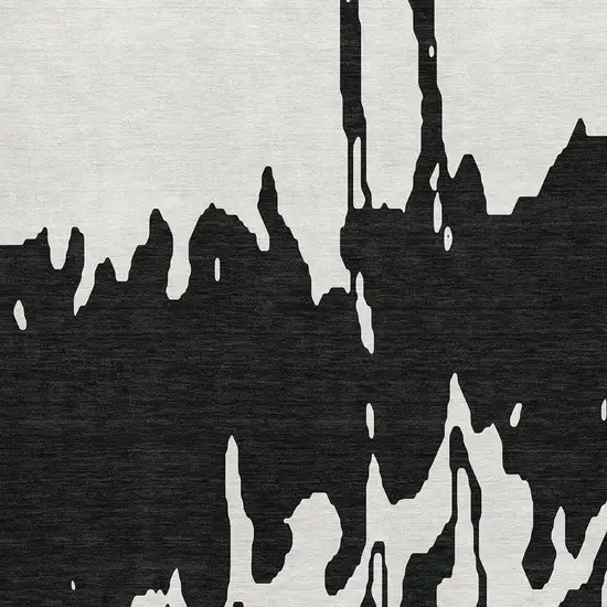 Black And Ivory Abstract Washable Area Rug With UV Protection Photo 3