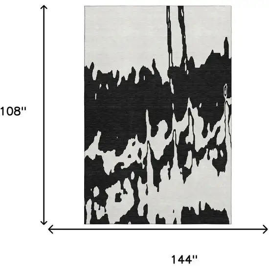 Black And Ivory Abstract Washable Area Rug With UV Protection Photo 9