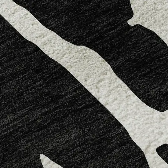 Black And Ivory Abstract Washable Area Rug With UV Protection Photo 2