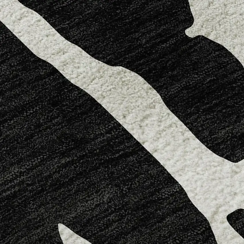 Black And Ivory Abstract Washable Area Rug With UV Protection Photo 2