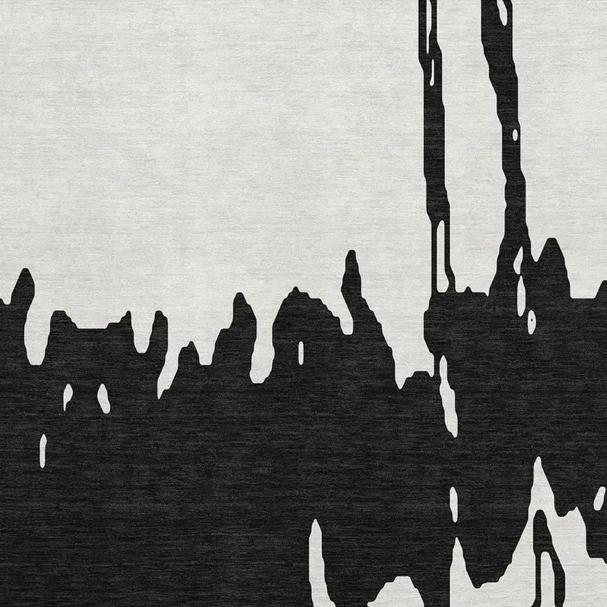 Black And Ivory Abstract Washable Area Rug With UV Protection Photo 3