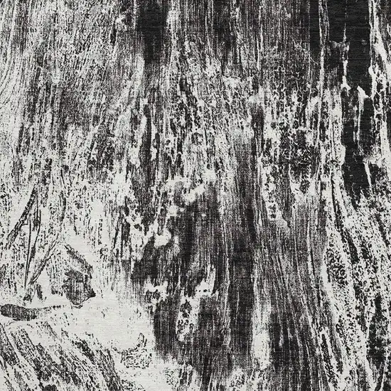 Black And Ivory Abstract Washable Area Rug With UV Protection Photo 2