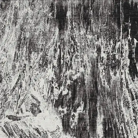 Black And Ivory Abstract Washable Area Rug With UV Protection Photo 2