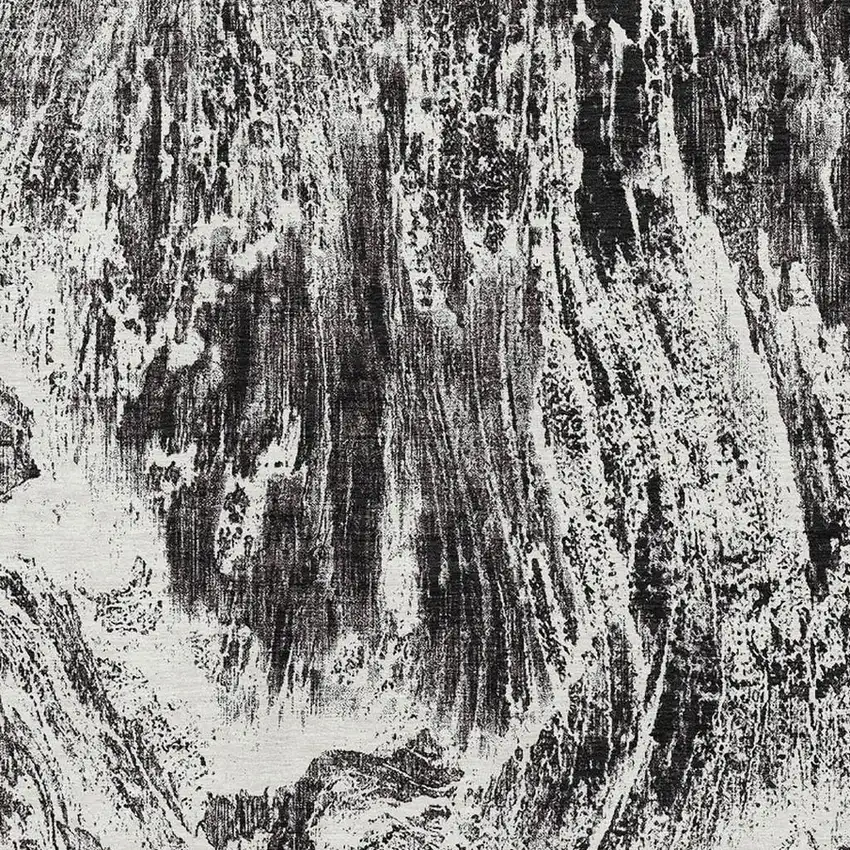 Black And Ivory Abstract Washable Area Rug With UV Protection Photo 2