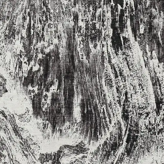 Black And Ivory Abstract Washable Area Rug With UV Protection Photo 2