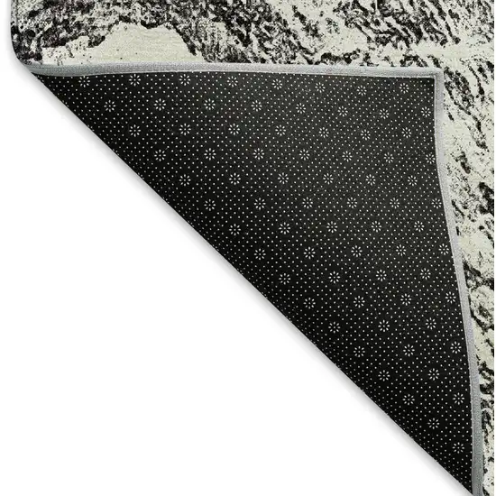 Black And Ivory Abstract Washable Area Rug With UV Protection Photo 6