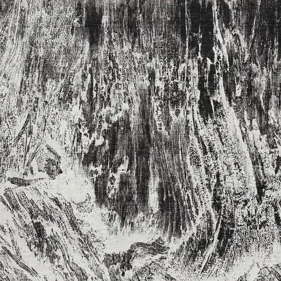 Black And Ivory Abstract Washable Area Rug With UV Protection Photo 2