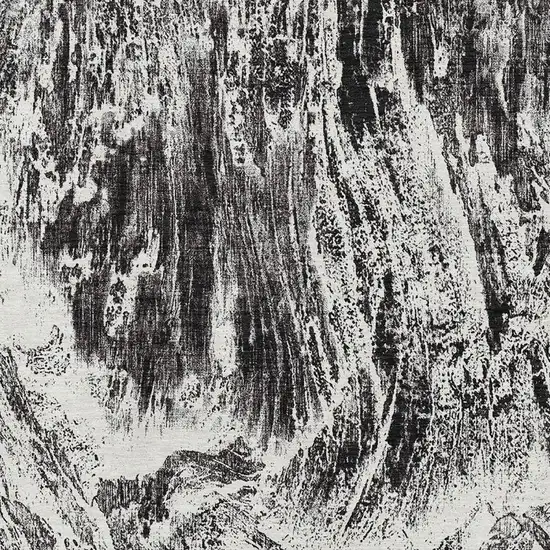 Black And Ivory Abstract Washable Area Rug With UV Protection Photo 2