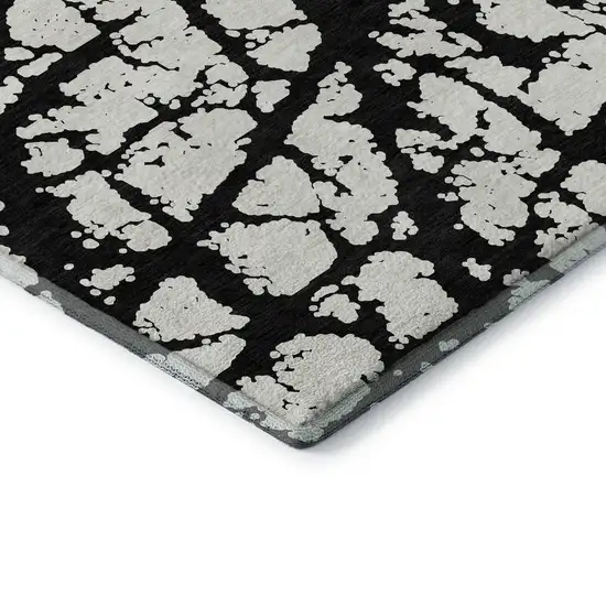 Black And Ivory Abstract Washable Area Rug With UV Protection Photo 7