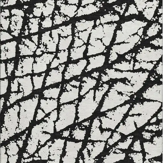 Black And Ivory Abstract Washable Area Rug With UV Protection Photo 3
