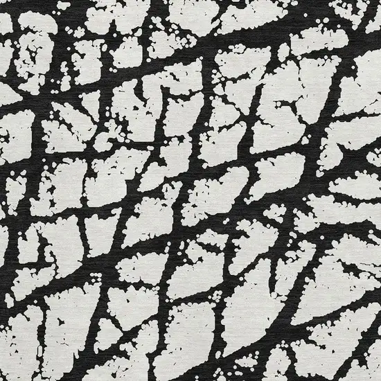 Black And Ivory Abstract Washable Area Rug With UV Protection Photo 2