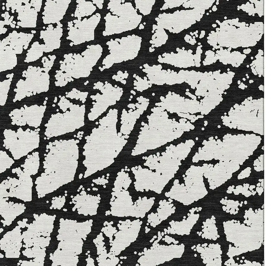 Black And Ivory Abstract Washable Area Rug With UV Protection Photo 2