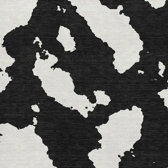 Black And Ivory Abstract Washable Area Rug With UV Protection Photo 2