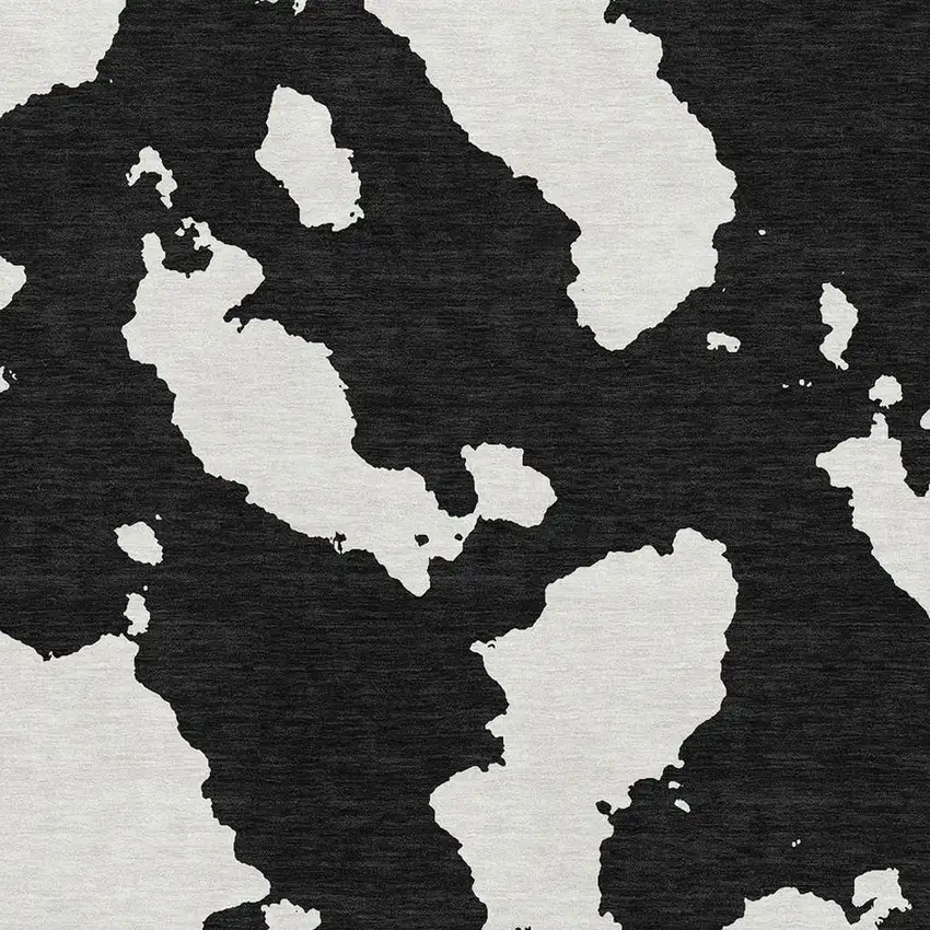 Black And Ivory Abstract Washable Area Rug With UV Protection Photo 2