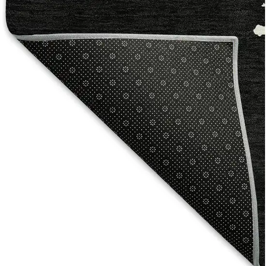 Black And Ivory Abstract Washable Area Rug With UV Protection Photo 6