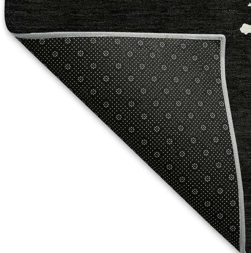 Black And Ivory Abstract Washable Area Rug With UV Protection Photo 6