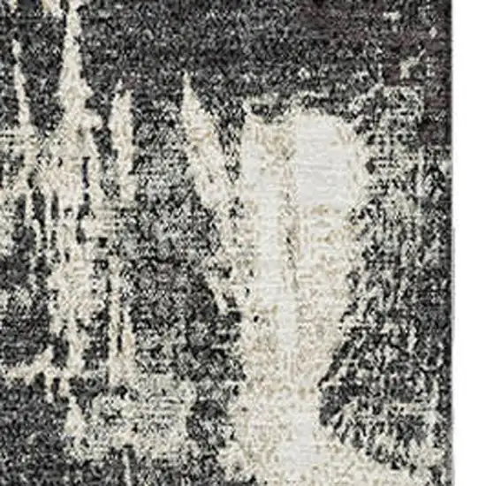 Black And Ivory Abstract Washable Area Rug With UV Protection Photo 2