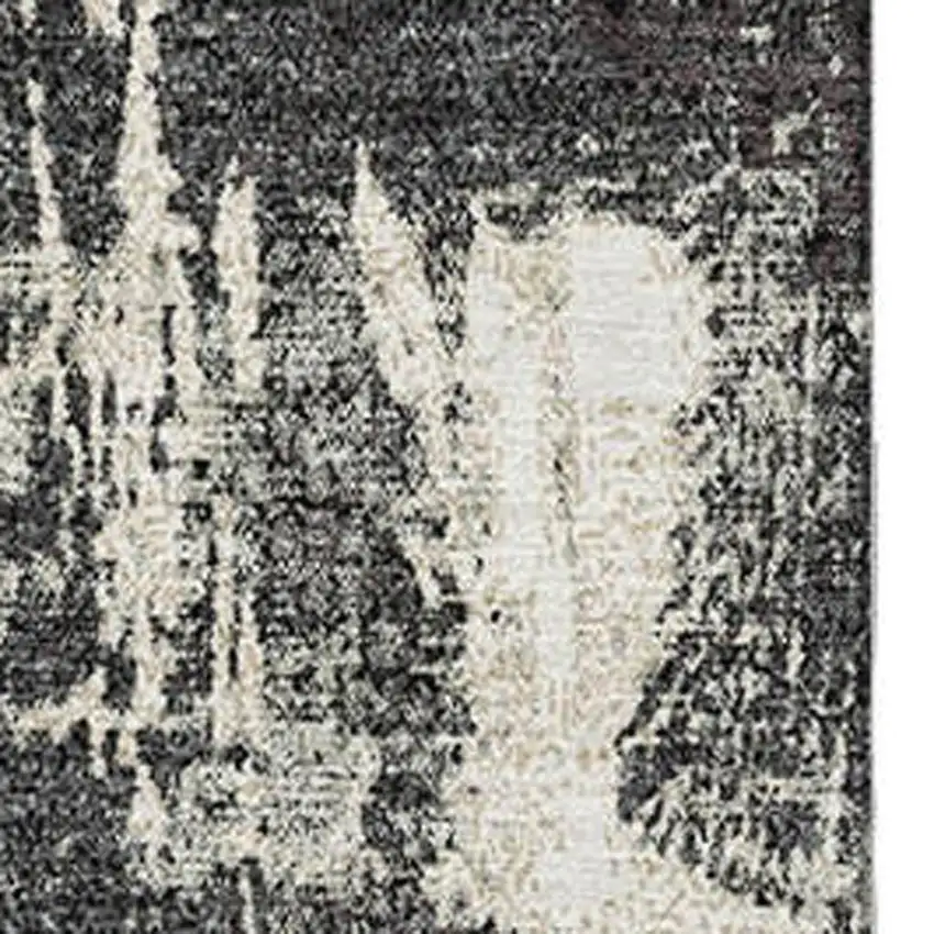 Black And Ivory Abstract Washable Area Rug With UV Protection Photo 2