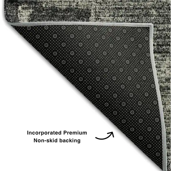 Black And Ivory Abstract Washable Area Rug With UV Protection Photo 5