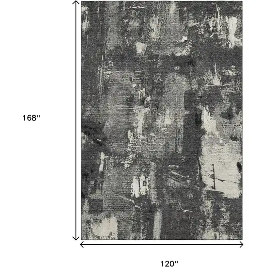 Black And Ivory Abstract Washable Area Rug With UV Protection Photo 9