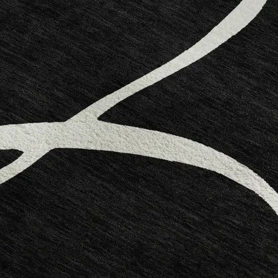 Black And Ivory Abstract Washable Area Rug With UV Protection Photo 2
