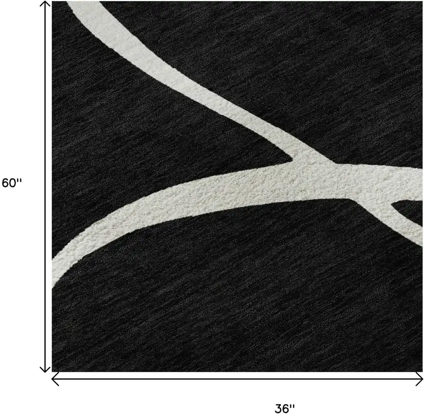 Black And Ivory Abstract Washable Area Rug With UV Protection Photo 9