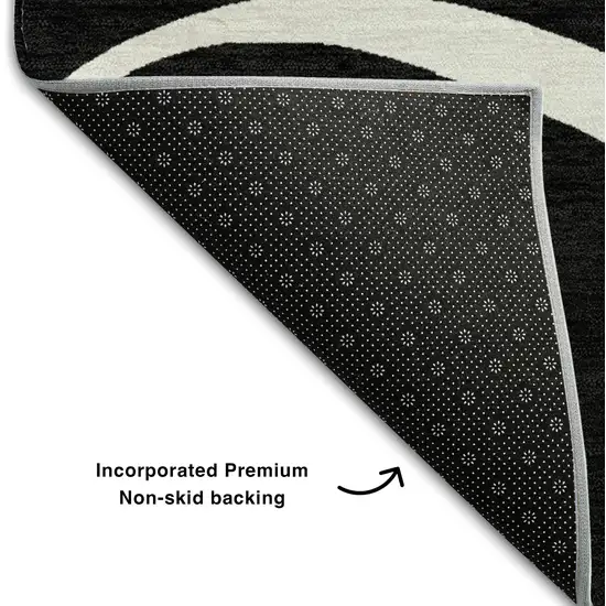 Black And Ivory Abstract Washable Area Rug With UV Protection Photo 6