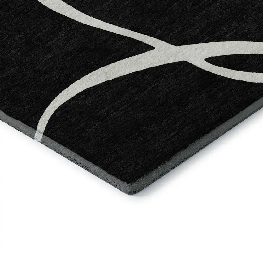 Black And Ivory Abstract Washable Area Rug With UV Protection Photo 8