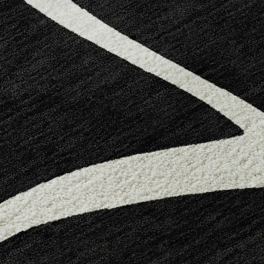 Black And Ivory Abstract Washable Area Rug With UV Protection Photo 2