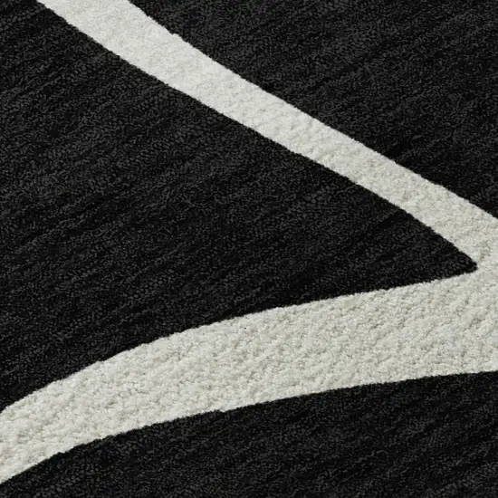 Black And Ivory Abstract Washable Area Rug With UV Protection Photo 2