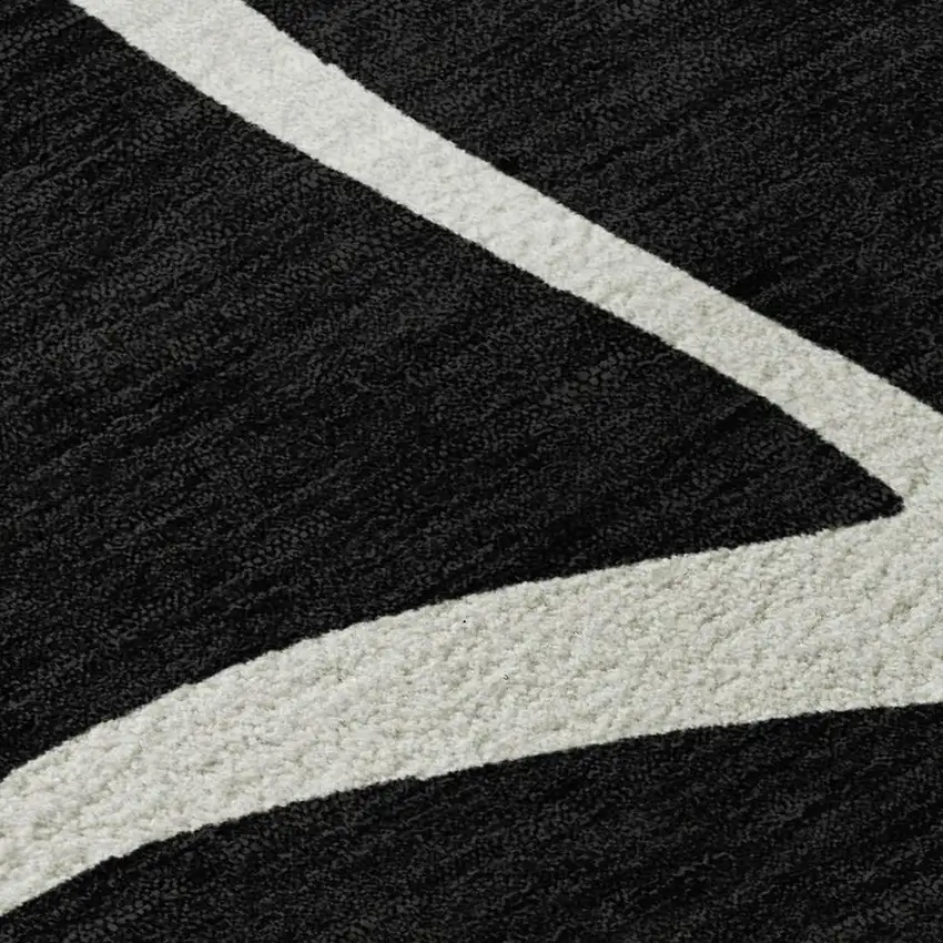 Black And Ivory Abstract Washable Area Rug With UV Protection Photo 2
