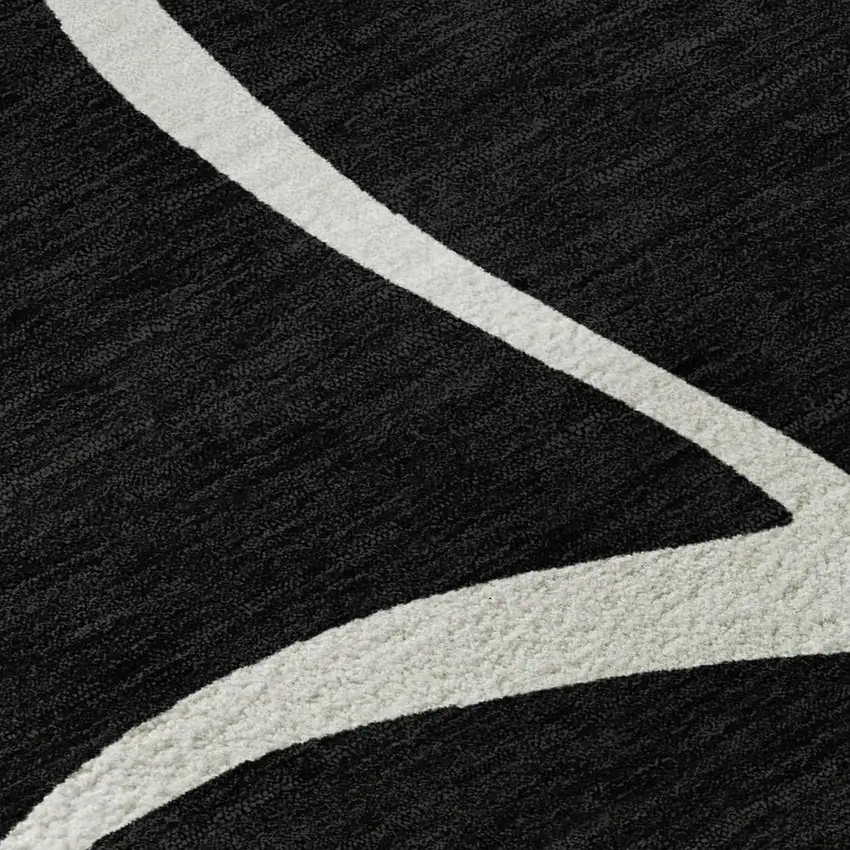Black And Ivory Abstract Washable Area Rug With UV Protection Photo 2