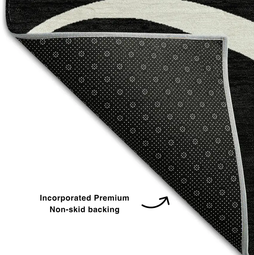 Black And Ivory Abstract Washable Area Rug With UV Protection Photo 7