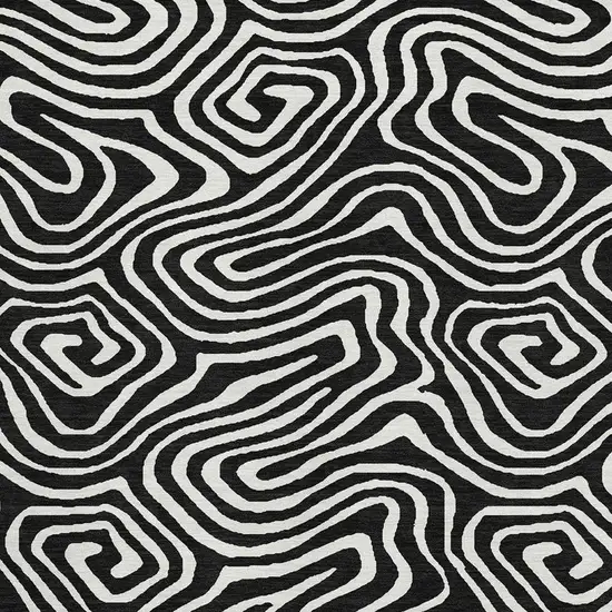 Black And Ivory Abstract Washable Area Rug With UV Protection Photo 2