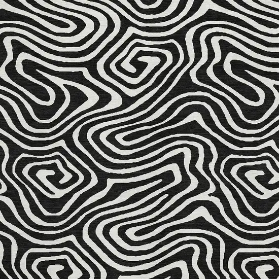 Black And Ivory Abstract Washable Area Rug With UV Protection Photo 2