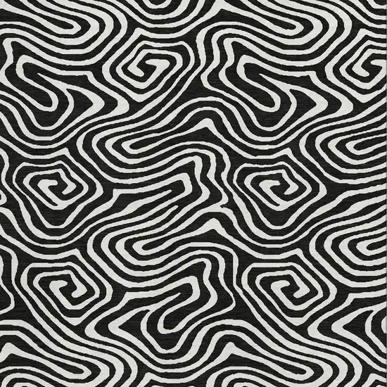Black And Ivory Abstract Washable Area Rug With UV Protection Photo 3