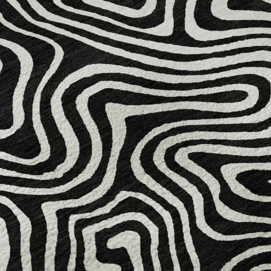 Black And Ivory Abstract Washable Area Rug With UV Protection Photo 8