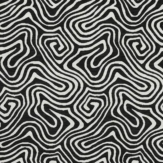 Black And Ivory Abstract Washable Area Rug With UV Protection Photo 2