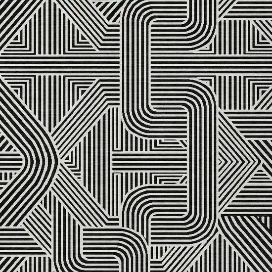 Black And Ivory Abstract Washable Indoor Outdoor Area Rug Photo 7