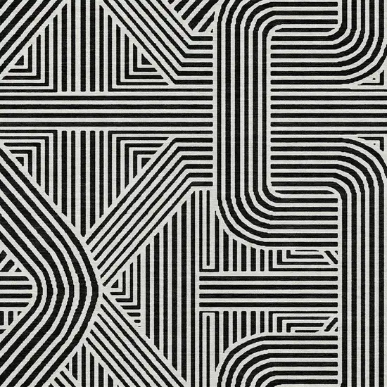 Black And Ivory Abstract Washable Indoor Outdoor Area Rug Photo 6